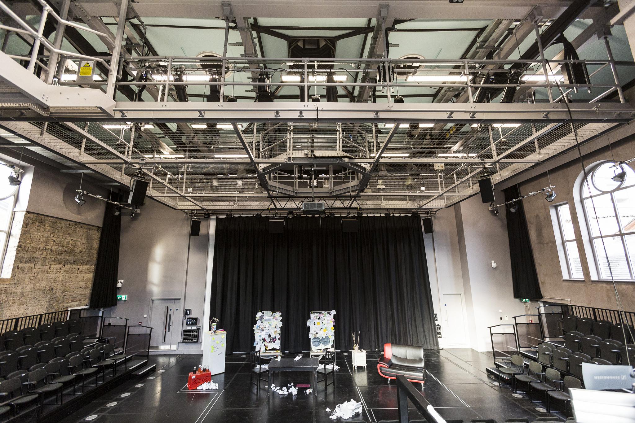 The George Wood Theatre with curtains open